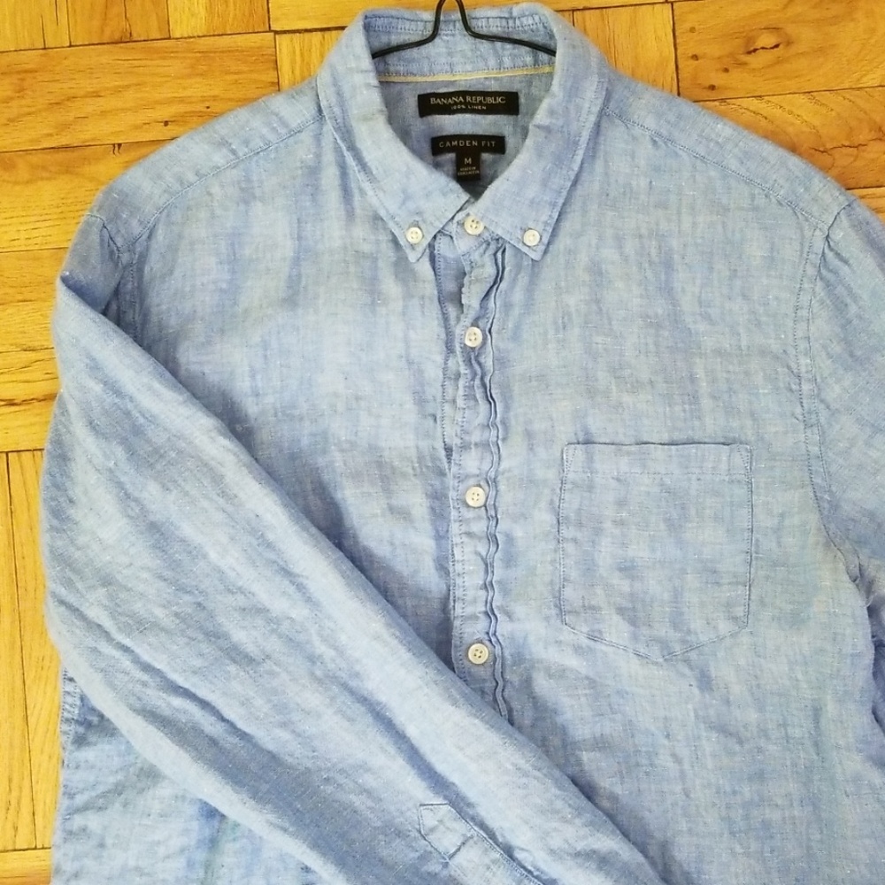 Light Blue Banana Republic Linen Button Down